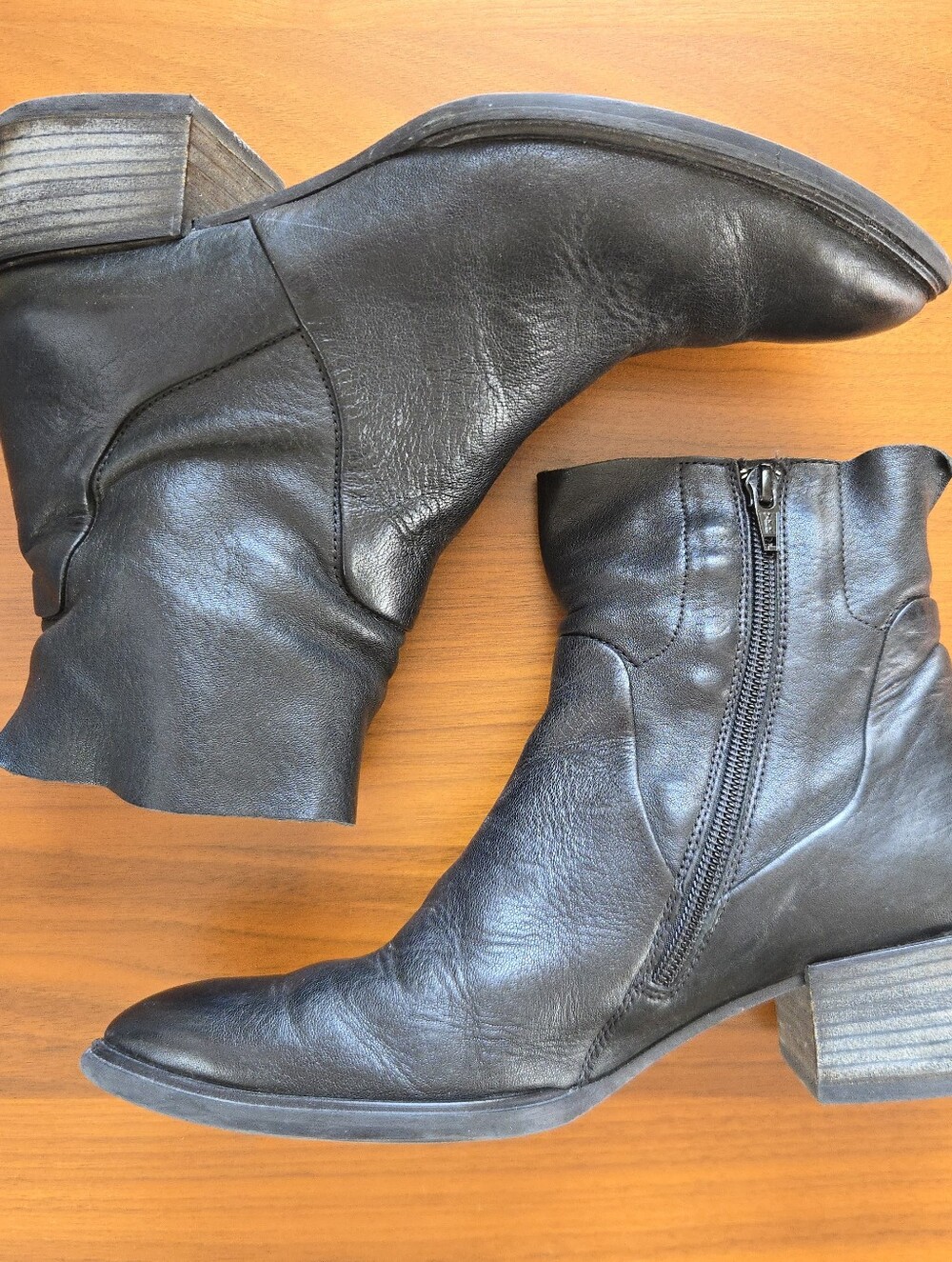 Paul Green Trey Black Leather Pointed Toe Ankle Boots